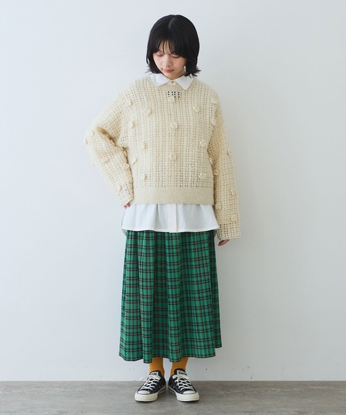 bulle de savon（ビュルデサボン）の「ネパールハンドニット おはなカーディガン（カーディガン/ボレロ・レディース・ホワイト・FREE）」の12枚目の写真