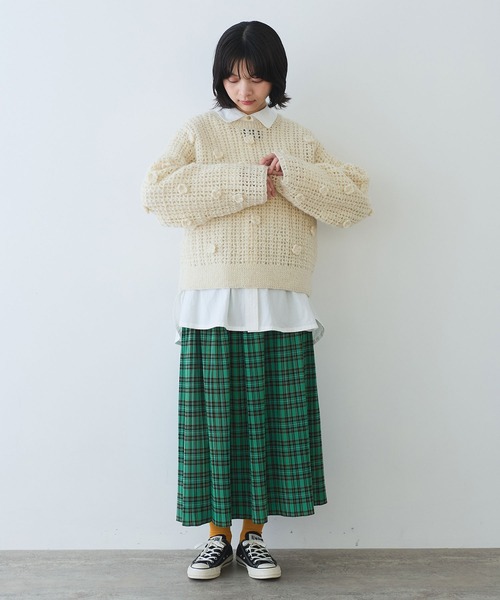 bulle de savon（ビュルデサボン）の「ネパールハンドニット おはなカーディガン（カーディガン/ボレロ・レディース・ホワイト・FREE）」の13枚目の写真