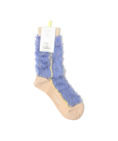 Ray BEAMS（レイビームス）の「TRICOTE / SIDE LINE FAKE FUR SOCKS（ソックス/靴下・レディース・サックスブルー/ダークブラウン・ONE SIZE）」の2枚目の写真