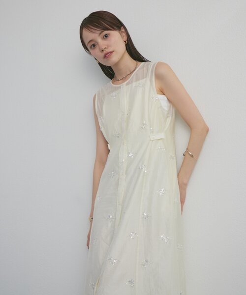 mystic（ミスティック）の「【森川企画】シアービジューワンピース（ワンピース・レディース・ネイビー/アイボリー・0/1/2）」の6枚目の写真