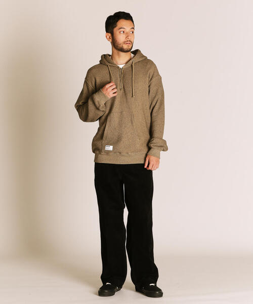 Schott（ショット）の「Schott/ショット/SALT AND PEPPER HALF ZIP HOODED SWEAT/ソルトアンドペッパー ハーフジップ パーカー（パーカー・メンズ・ベージュ/チャコールグレー・M/L/XL/2XL）」の20枚目の写真
