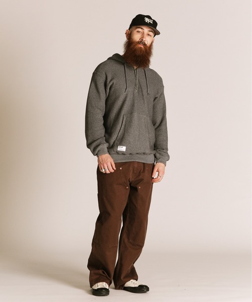 Schott（ショット）の「Schott/ショット/SALT AND PEPPER HALF ZIP HOODED SWEAT/ソルトアンドペッパー ハーフジップ パーカー（パーカー・メンズ・ベージュ/チャコールグレー・M/L/XL/2XL）」の11枚目の写真