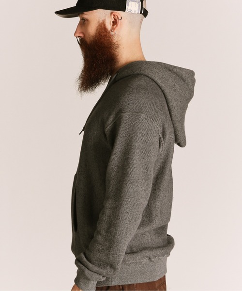 Schott（ショット）の「Schott/ショット/SALT AND PEPPER HALF ZIP HOODED SWEAT/ソルトアンドペッパー ハーフジップ パーカー（パーカー・メンズ・ベージュ/チャコールグレー・M/L/XL/2XL）」の5枚目の写真