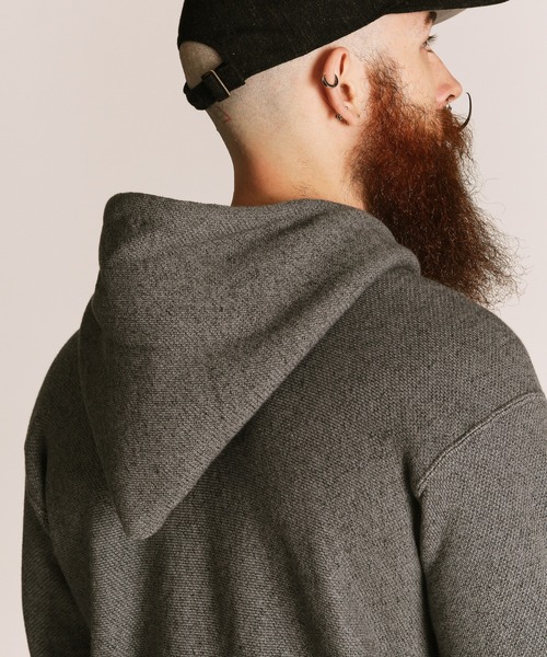Schott（ショット）の「Schott/ショット/SALT AND PEPPER HALF ZIP HOODED SWEAT/ソルトアンドペッパー ハーフジップ パーカー（パーカー・メンズ・ベージュ/チャコールグレー・M/L/XL/2XL）」の7枚目の写真
