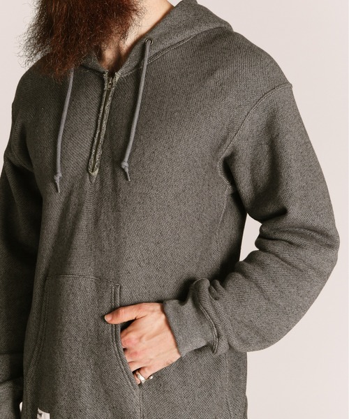 Schott（ショット）の「Schott/ショット/SALT AND PEPPER HALF ZIP HOODED SWEAT/ソルトアンドペッパー ハーフジップ パーカー（パーカー・メンズ・ベージュ/チャコールグレー・M/L/XL/2XL）」の9枚目の写真