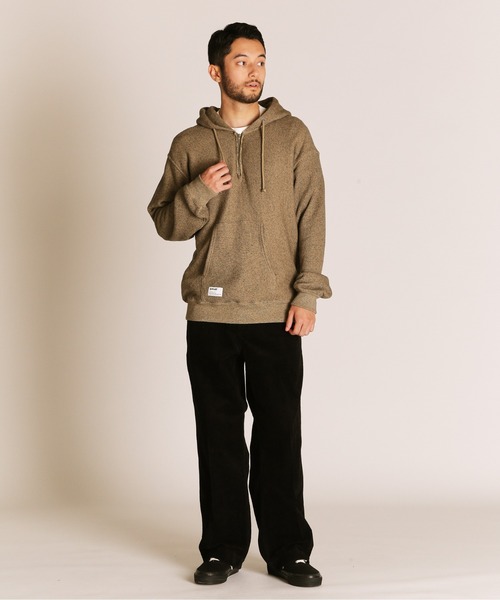 Schott（ショット）の「Schott/ショット/SALT AND PEPPER HALF ZIP HOODED SWEAT/ソルトアンドペッパー ハーフジップ パーカー（パーカー・メンズ・ベージュ/チャコールグレー・M/L/XL/2XL）」の12枚目の写真