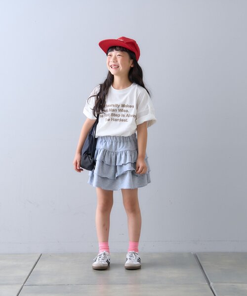 CIAOPANIC TYPY（チャオパニックティピー）の「【KIDS】ムジ花柄ティアードスコート（スカート・キッズ・グレー/ホワイト・SMALL/MEDIUM/LARGE/X-LARGE/XX-LARGE）」の12枚目の写真