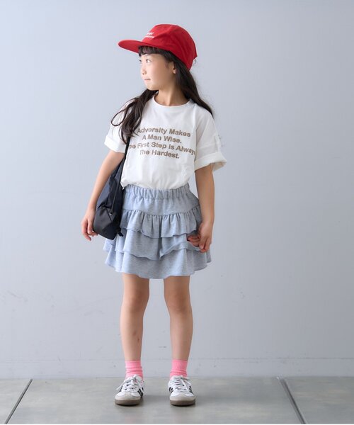 CIAOPANIC TYPY（チャオパニックティピー）の「【KIDS】ムジ花柄ティアードスコート（スカート・キッズ・グレー/ホワイト・SMALL/MEDIUM/LARGE/X-LARGE/XX-LARGE）」の13枚目の写真