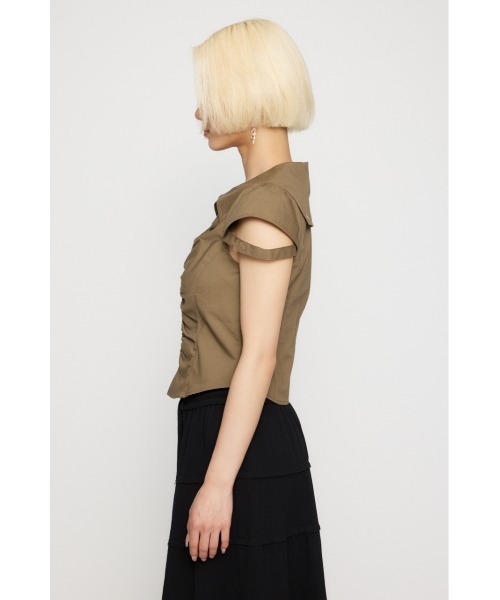 LAGUA GEM(ラグアジェム)の「FRONT GATHER COMPACT シャツ(シャツ/ブラウス・レディース・ブラック/ホワイト/ベージュ・FREE)」の9枚目の写真