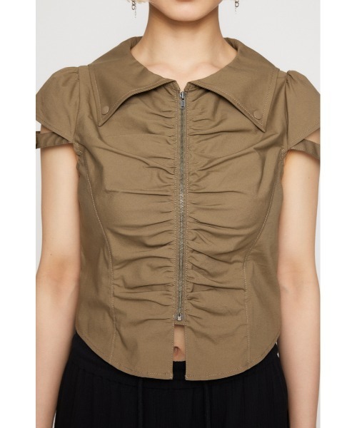 LAGUA GEM(ラグアジェム)の「FRONT GATHER COMPACT シャツ(シャツ/ブラウス・レディース・ブラック/ホワイト/ベージュ・FREE)」の11枚目の写真