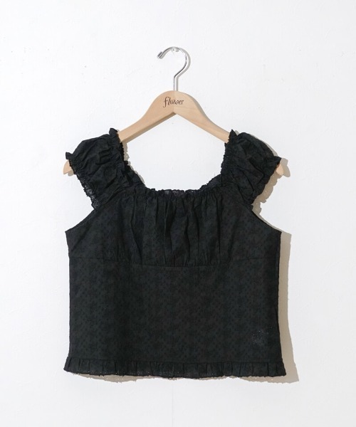 flower（フラワー）の「カットワークシューパフトップ（シャツ/ブラウス・レディース・ホワイト/ブラック・FREE）」の9枚目の写真
