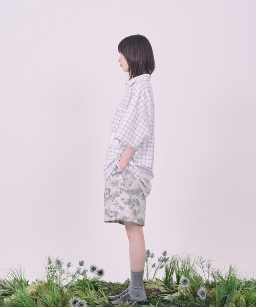 Nora Lily（ノラリリー）の「【Nora Lily】Echo Grid S/S Overshirt（シャツ/ブラウス・メンズ・ホワイト系/スカイブルー系・FREE）」の5枚目の写真
