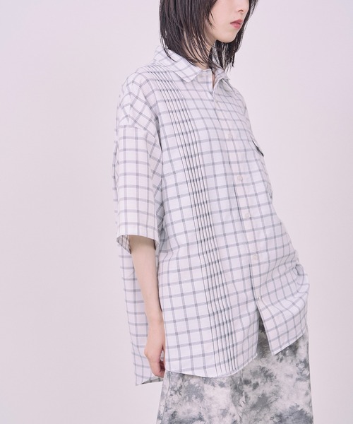 Nora Lily（ノラリリー）の「【Nora Lily】Echo Grid S/S Overshirt（シャツ/ブラウス・メンズ・ホワイト系/スカイブルー系・FREE）」の8枚目の写真