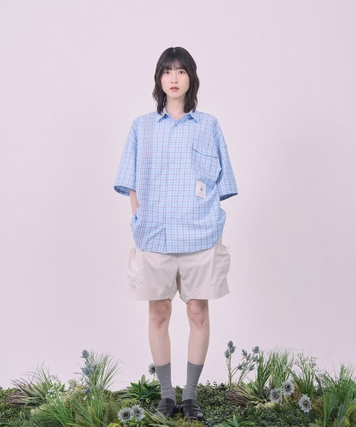 Nora Lily（ノラリリー）の「【Nora Lily】Echo Grid S/S Overshirt（シャツ/ブラウス・メンズ・ホワイト系/スカイブルー系・FREE）」の12枚目の写真