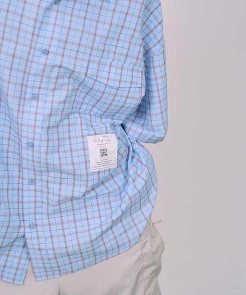 Nora Lily（ノラリリー）の「【Nora Lily】Echo Grid S/S Overshirt（シャツ/ブラウス・メンズ・ホワイト系/スカイブルー系・FREE）」の17枚目の写真