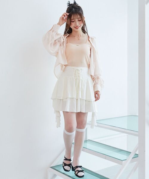 【新品】LAVANDA ティアードミニスカパン セール】サイドラッフルティアードミニスカパン（スカート