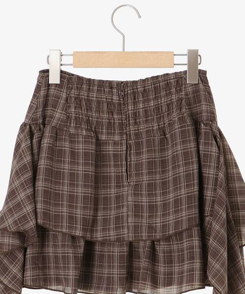 MAJESTIC LEGON(マジェスティックレゴン)の「サイドラッフルティアードミニスカパン(スカート・レディース・オフホワイト/ブラウン系その他2/ブラック・MEDIUM)」の4枚目の写真