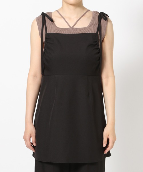 mysty woman(ミスティウーマン)の「ギャザーキャミチュニック&ストレートパンツセットアップ 577184(サロペット/オーバーオール・レディース・オフホワイト/ブラック・FREE)」の9枚目の写真