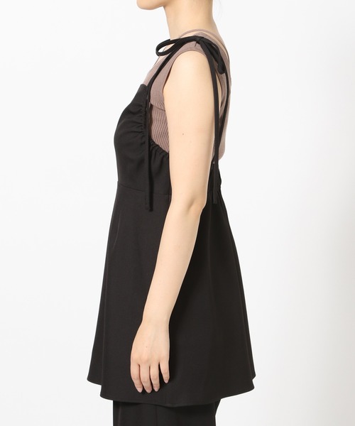 mysty woman(ミスティウーマン)の「ギャザーキャミチュニック&ストレートパンツセットアップ 577184(サロペット/オーバーオール・レディース・オフホワイト/ブラック・FREE)」の10枚目の写真