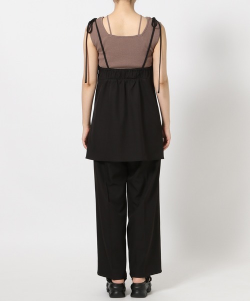 mysty woman(ミスティウーマン)の「ギャザーキャミチュニック&ストレートパンツセットアップ 577184(サロペット/オーバーオール・レディース・オフホワイト/ブラック・FREE)」の8枚目の写真