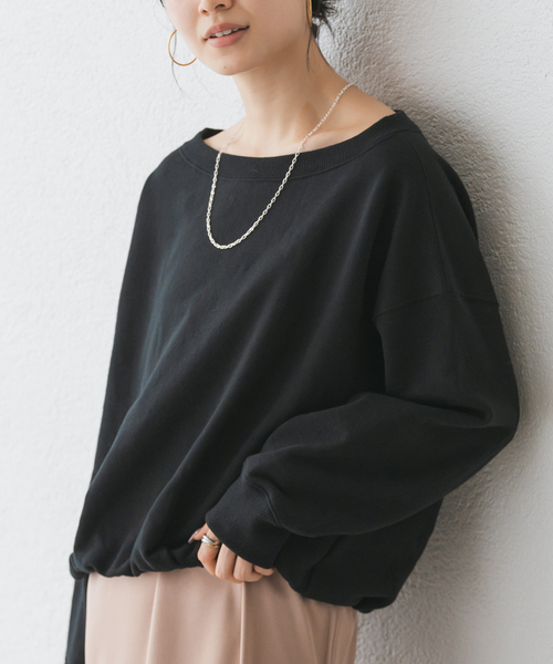 Noble（ノーブル）の「スビンコットンスウェットトップス（スウェット・レディース・ブラック/アイボリー・FREE）」の2枚目の写真