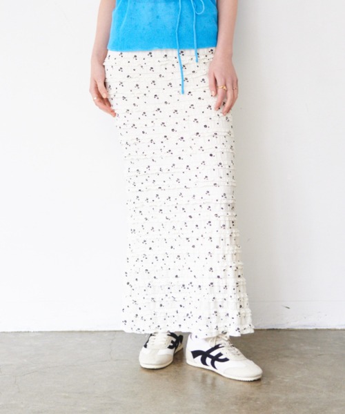 美品✨AMERI✨スカラップレースニットスカート　ロング　フラワー　パープル　S IMG_7112_cc421fda-7c6d-47ca-