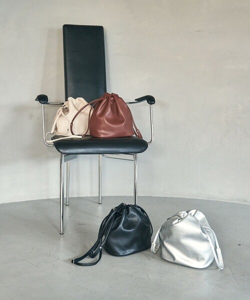 セール】【新色追加】レザーライク巾着ショルダーバッグ（ショルダー