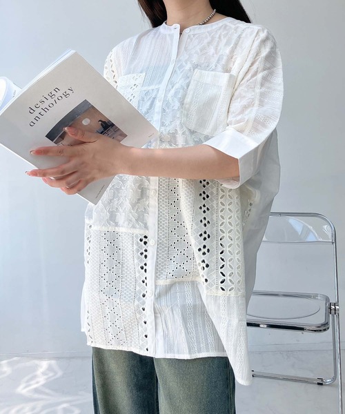AS KNOW AS plus(アズノゥアズプラス)の「●シフリー ダブルポケット まぜまぜゆったりチュニックワンピ―ス(チュニック・レディース・ミント/チャコール/オフホワイト・FREE)」の2枚目の写真