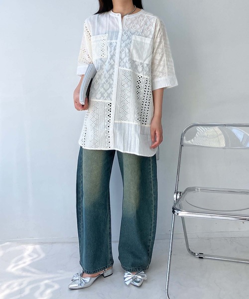 AS KNOW AS plus(アズノゥアズプラス)の「●シフリー ダブルポケット まぜまぜゆったりチュニックワンピ―ス(チュニック・レディース・ミント/チャコール/オフホワイト・FREE)」の9枚目の写真