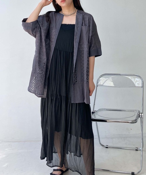 AS KNOW AS plus(アズノゥアズプラス)の「●シフリー ダブルポケット まぜまぜゆったりチュニックワンピ―ス(チュニック・レディース・ミント/チャコール/オフホワイト・FREE)」の13枚目の写真