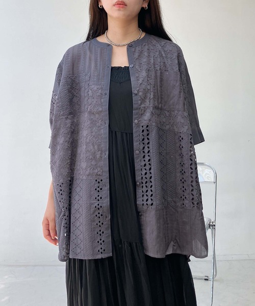 AS KNOW AS plus(アズノゥアズプラス)の「●シフリー ダブルポケット まぜまぜゆったりチュニックワンピ―ス(チュニック・レディース・ミント/チャコール/オフホワイト・FREE)」の12枚目の写真