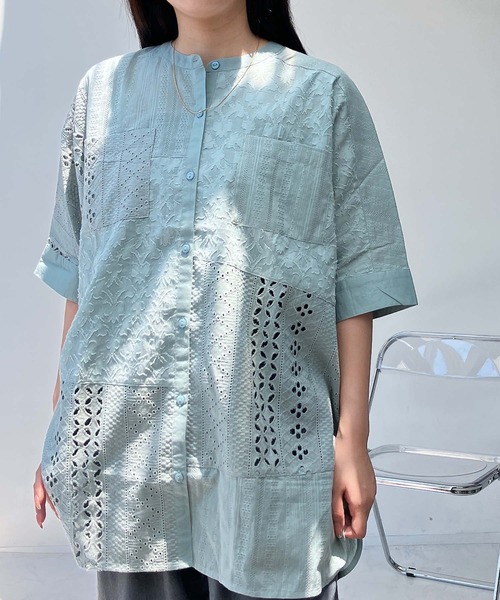 AS KNOW AS plus(アズノゥアズプラス)の「●シフリー ダブルポケット まぜまぜゆったりチュニックワンピ―ス(チュニック・レディース・ミント/チャコール/オフホワイト・FREE)」の18枚目の写真