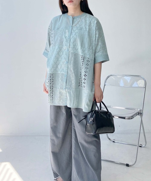 AS KNOW AS plus(アズノゥアズプラス)の「●シフリー ダブルポケット まぜまぜゆったりチュニックワンピ―ス(チュニック・レディース・ミント/チャコール/オフホワイト・FREE)」の22枚目の写真
