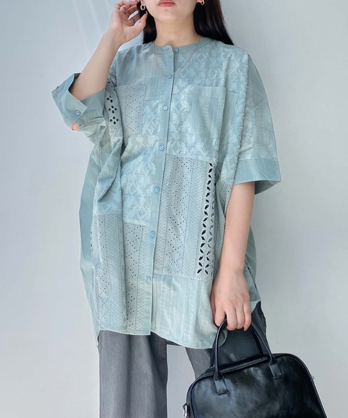 AS KNOW AS plus(アズノゥアズプラス)の「●シフリー ダブルポケット まぜまぜゆったりチュニックワンピ―ス(チュニック・レディース・ミント/チャコール/オフホワイト・FREE)」の19枚目の写真