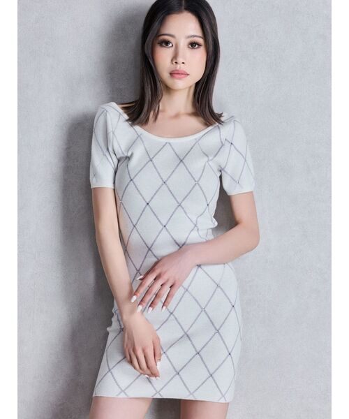 GYDA(ジェイダ)の「bijou quilting ニットワンピース(ワンピース・レディース・オフホワイト/ブラック・FREE)」の14枚目の写真