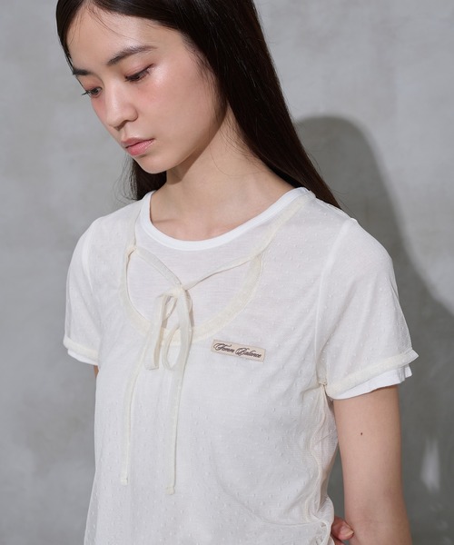 FCMM(エフシーエムエム)の「【日本限定】DOCKING TEE / ドッキングTEE(Tシャツ/カットソー・レディース・アイボリー/ブラック/グレー/チャコールグレー・SMALL/MEDIUM)」の2枚目の写真