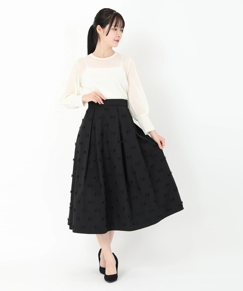 STRAWBERRY-FIELDS（ストロベリーフィールズ）の「ルバンタフタ_リボン刺しゅうタフタスカート（スカート・レディース・ブラウン/ブラック・2）」の9枚目の写真