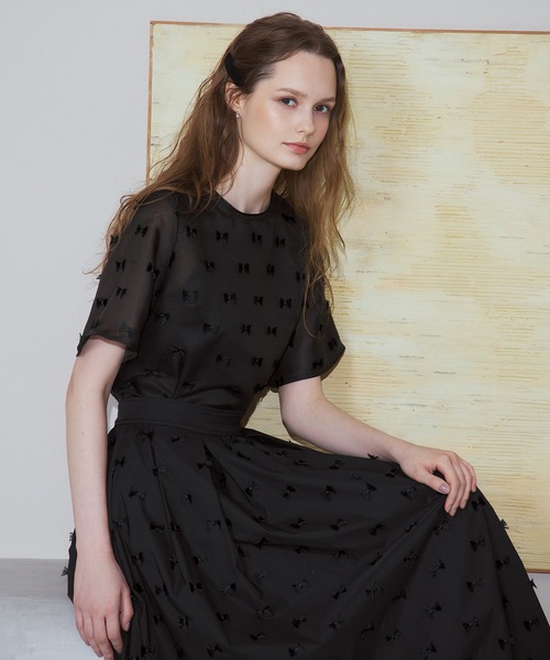 STRAWBERRY-FIELDS（ストロベリーフィールズ）の「ルバンタフタ_リボン刺しゅうタフタスカート（スカート・レディース・ブラウン/ブラック・2）」の3枚目の写真