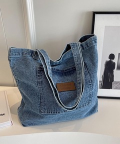 セール】FADED LOGO PATCH DENIM TOTE BAG（トートバッグ）｜X