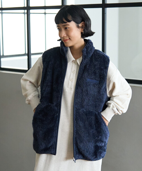 Champion フリースベスト Lサイズ ネイビー/パープル セール】Champion × FREAK'S STORE/チャンピオン 別注 シェルパ