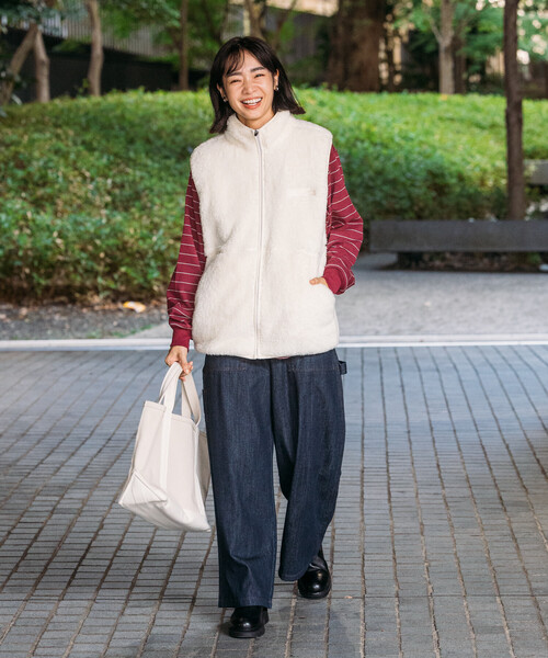 FREAK'S STORE(フリークスストア)の「Champion × FREAK'S STORE/チャンピオン 別注 シェルパフリースベスト(ベスト・レディース・ネイビー/ホワイト/ブラック・フリ-)」の12枚目の写真