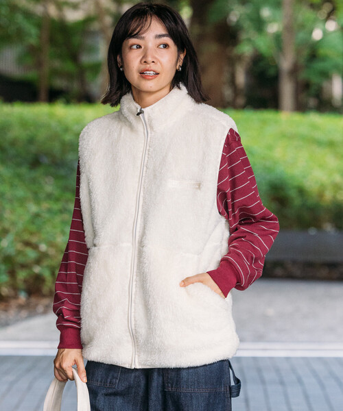 Champion フード付きベスト ホワイト セール】Champion × FREAK'S STORE/チャンピオン 別注 シェルパ