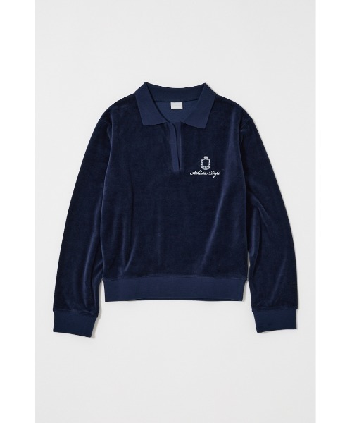 MOUSSY(マウジー)の「VELOUR POLO ロングスリーブTシャツ(Tシャツ/カットソー・レディース・キナリ/レッド/ダークネイビー/グレー・FREE)」の3枚目の写真