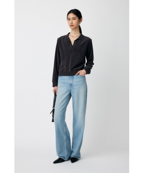 MOUSSY(マウジー)の「VELOUR POLO ロングスリーブTシャツ(Tシャツ/カットソー・レディース・キナリ/レッド/ダークネイビー/グレー・FREE)」の8枚目の写真