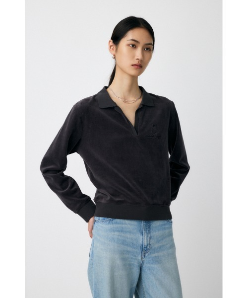 MOUSSY(マウジー)の「VELOUR POLO ロングスリーブTシャツ(Tシャツ/カットソー・レディース・キナリ/レッド/ダークネイビー/グレー・FREE)」の10枚目の写真