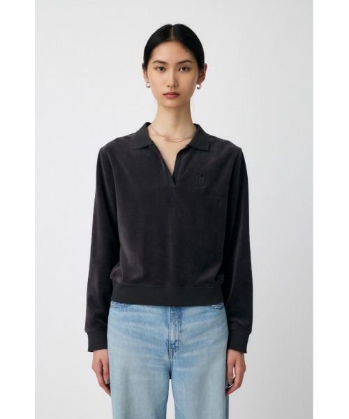 MOUSSY(マウジー)の「VELOUR POLO ロングスリーブTシャツ(Tシャツ/カットソー・レディース・キナリ/レッド/ダークネイビー/グレー・FREE)」の11枚目の写真