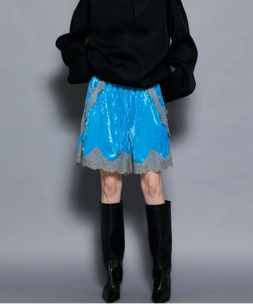MAISON SPECIAL ヘムレースベロアショートパンツ PRE-ORDER】Hem Lace Velour Shorts/ヘムレースベロアショートパンツ