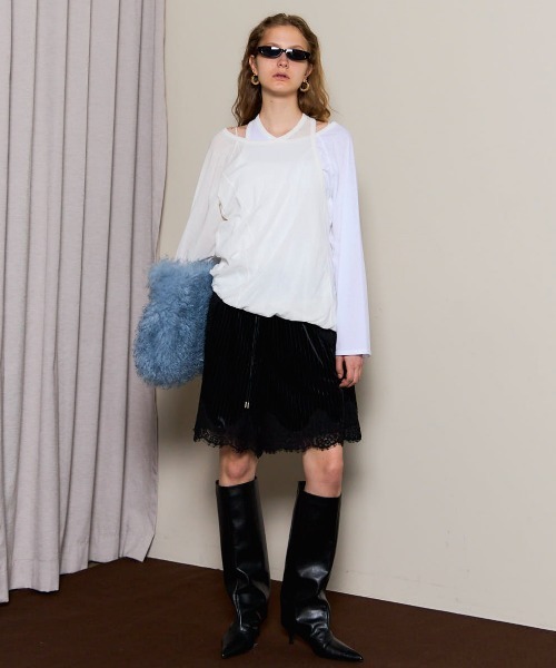 Hem Lace Velour Shorts/ヘムレースベロアショートパンツ