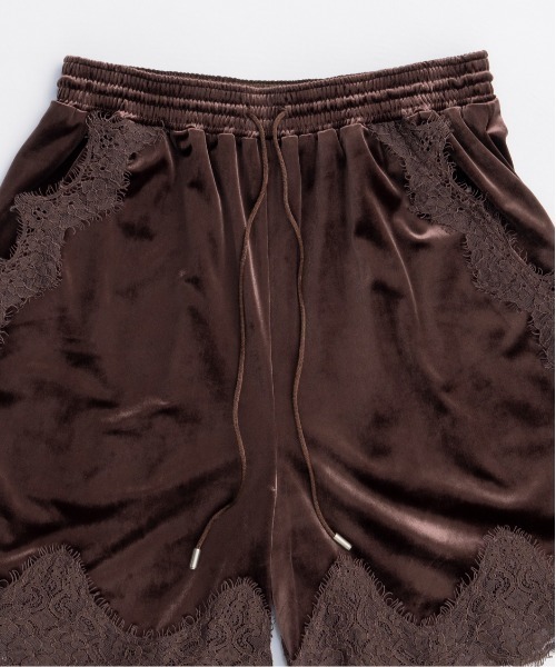 Hem Lace Velour Shorts/ヘムレースベロアショートパンツ