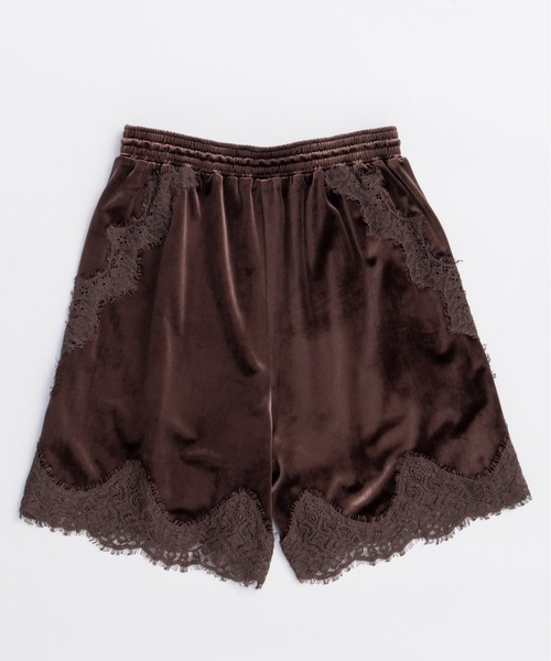 PRE-ORDER】Hem Lace Velour Shorts/ヘムレースベロアショートパンツ